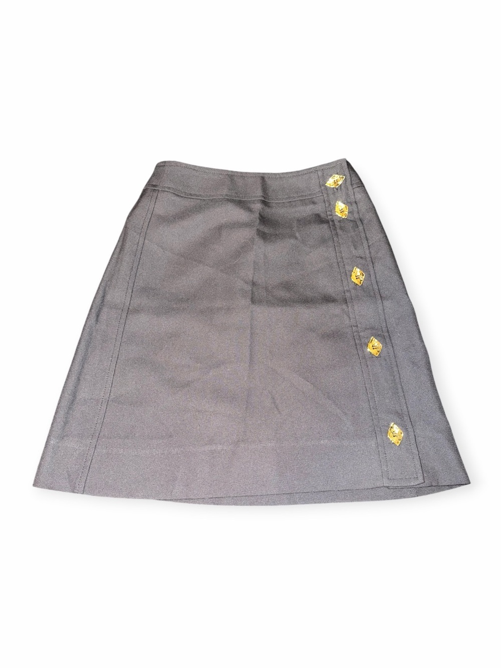 GANNI Heather Gray Rhinestone Jewel Button A-Line Mini Skirt Size 32 US 0